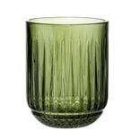 Verre bas 27cl en verre stri&eacute; transparent vert &Oslash;7,5xH9,5cm