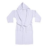 Peignoir avec capuche en coton L120cm - 2 modèles marron ou blanc