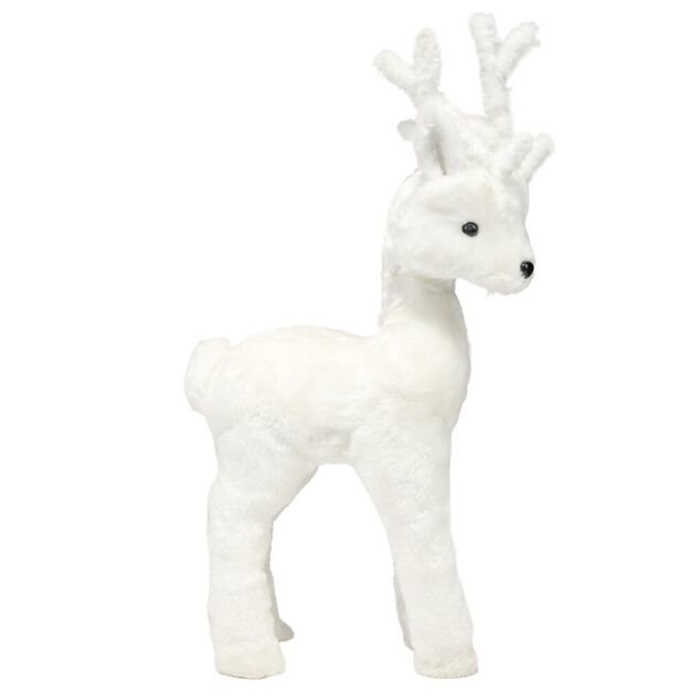 D&eacute;coration &agrave; poser renne debout H36 cm blanc