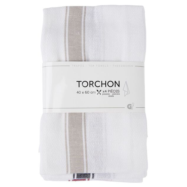 Torchon en coton blanc x4 40x60cm