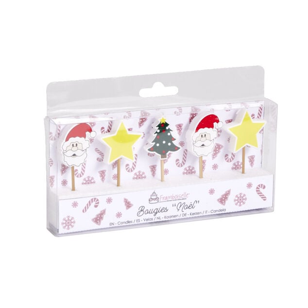 Lot de 5 bougies de No&euml;l pour g&acirc;teau