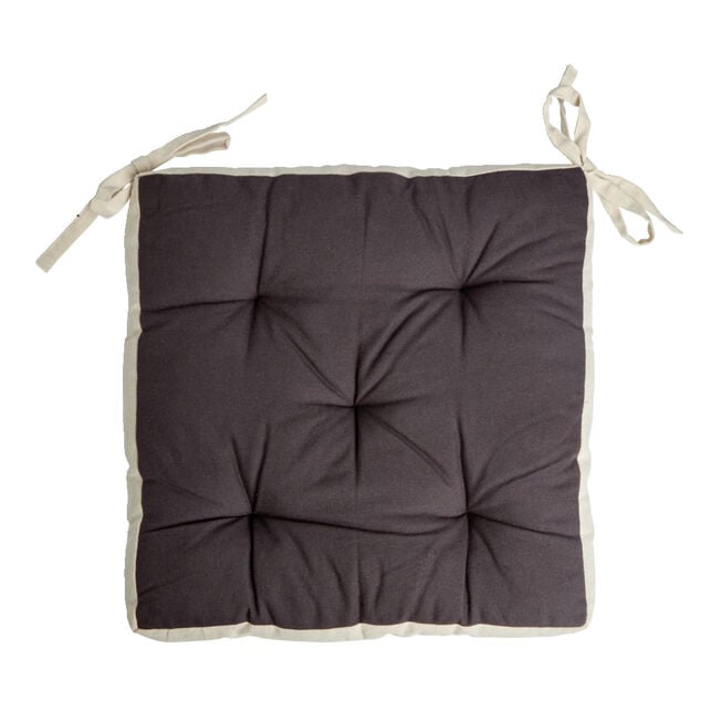 Galette de chaise matelass&eacute;e en coton gris 40x40cm