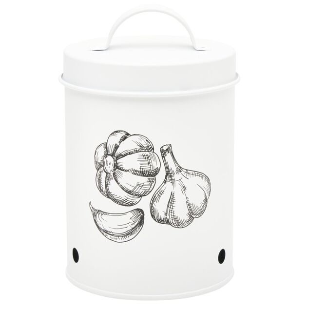 Bo&icirc;te de conservation pour ail en m&eacute;tal blanc