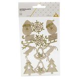 Autocollant bois paillet&eacute; argent&eacute; x12