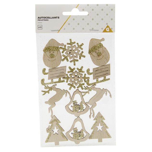 Autocollant bois paillet&eacute; argent&eacute; x12