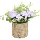 Pot d&eacute;cor lin fleur artificielle &Oslash;23xH22cm