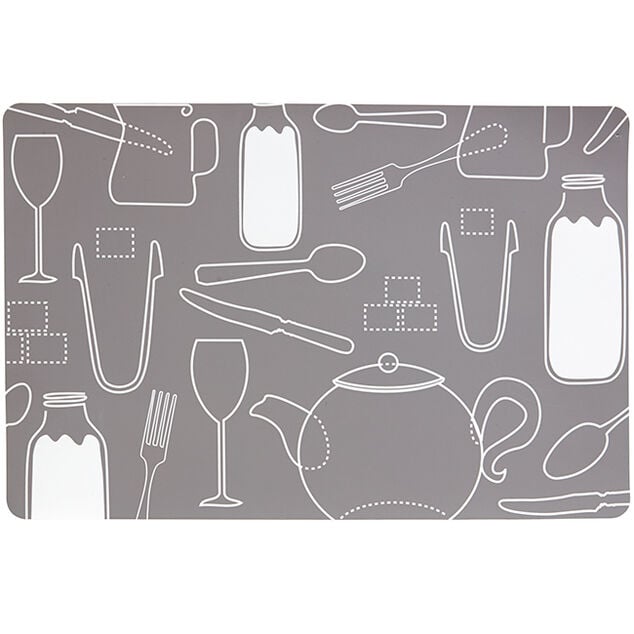 Set de table rectangulaire plastique gris et blanc cuisine