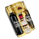 Panier gourmand No&euml;l garni 2 bouteilles de vin 2 p&acirc;t&eacute;s avec truffes et confit