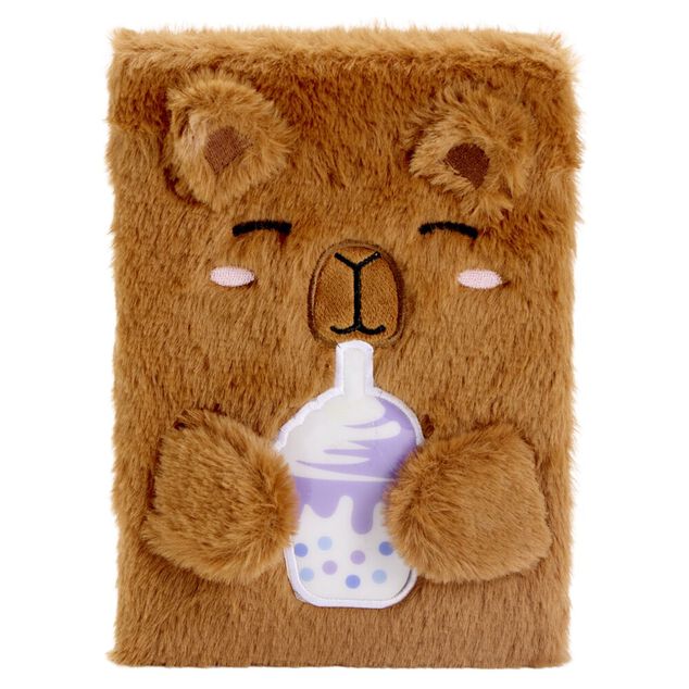 Carnet peluche A5 toucher doux 14,8x21cm (2 mod&egrave;les capybara ou axolotl)