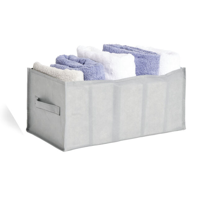 Panière de rangement dressing 5 compartiments gris 44x25xH20cm