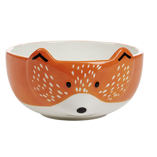 Bol forme t&ecirc;te de renard en fa&iuml;ence marron et blanc