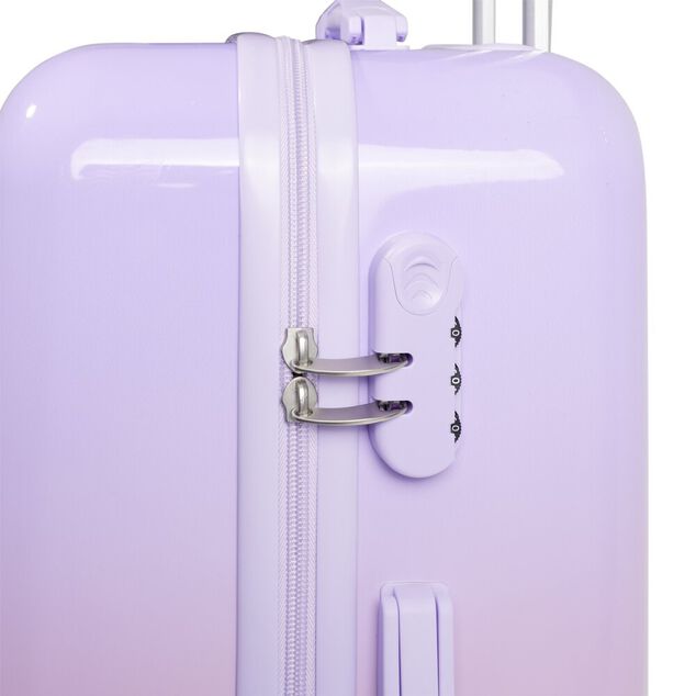 Valise cabine 32L trolley 4 roulettes d&eacute;grad&eacute; violet et rose 35x20xH55cm
