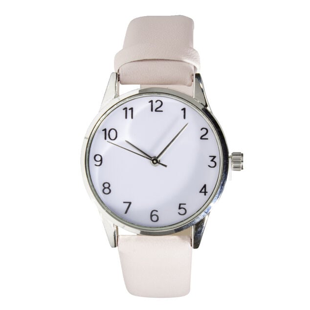 Montre femme cadran rond acier argent&eacute; bracelet simili &Oslash;3,5xH23cm (4 mod&egrave;les)