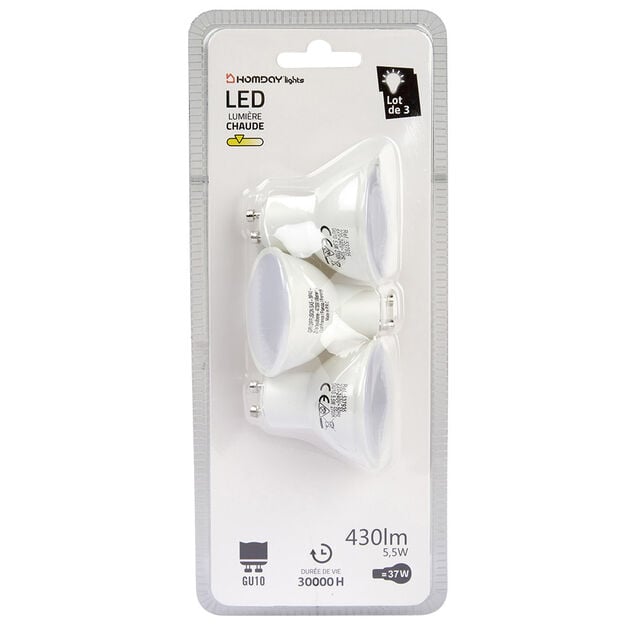 Ampoule LED Homday lumi&egrave;re chaude x3