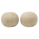 Embout de tringle forme galet en bois naturel &Oslash;28mm x2