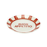 Assiette à dessert porcelaine "Buon Appetito" blanche et rouge Ø20cm