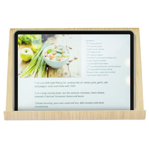 Support tablette en bambou &agrave; poser ou suspendre L26x16xH12,5cm