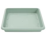 Soucoupe carr&eacute;e pot de fleur plastique vert laurier 34x34cm