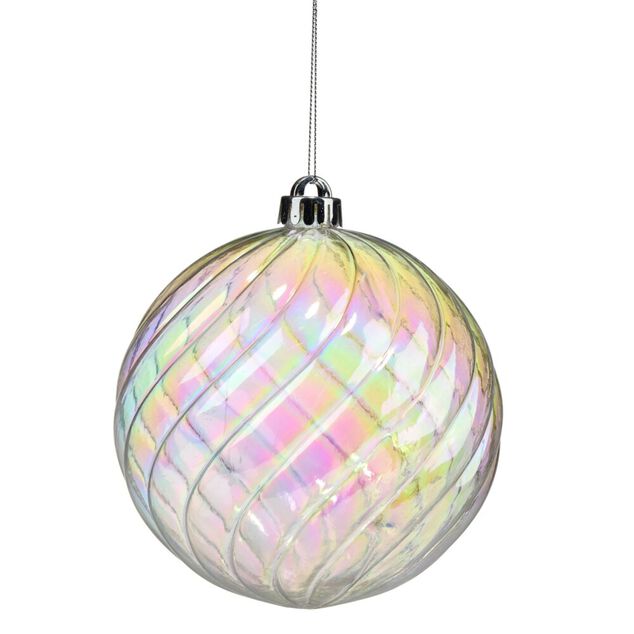 Boule de No&euml;l spirale plastique iris&eacute;e &Oslash;15cm