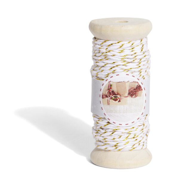 Rouleau fil coton blanc et dor&eacute; 15m