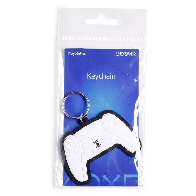 Porte-cl&eacute; forme manette de PlayStation caoutchouc blanc