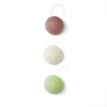 Lot de 3 &eacute;ponges konjac coeur vert beige marron