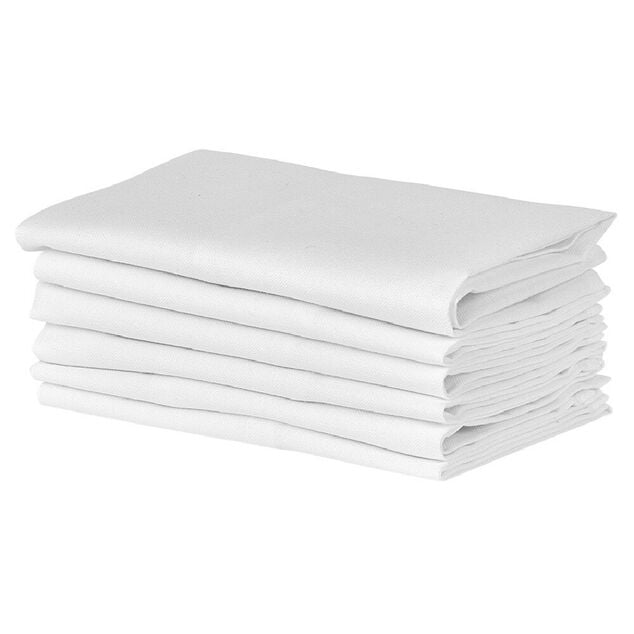 Serviette en coton uni Blanc x6