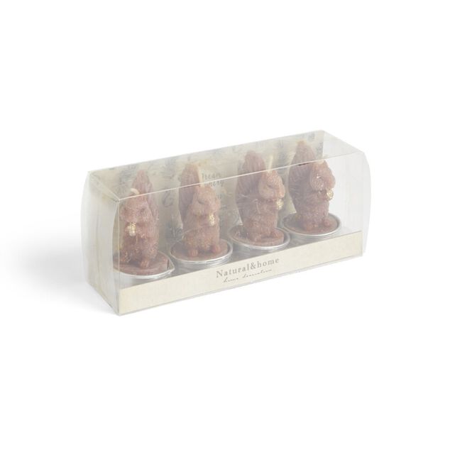 Bougie &eacute;cureuil marron 4H x3