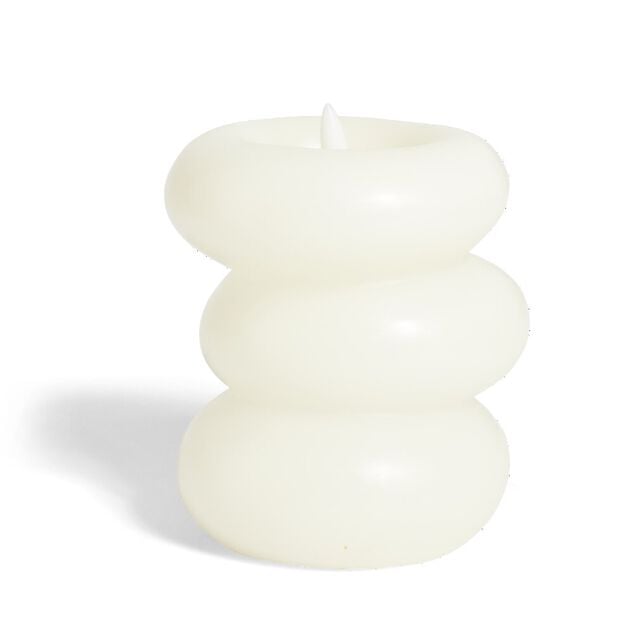 Bougie LED galet blanche &Oslash;7,5xH7,5cm