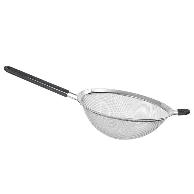 Passoire en inox &agrave; maille fine avec poign&eacute;e en silicone