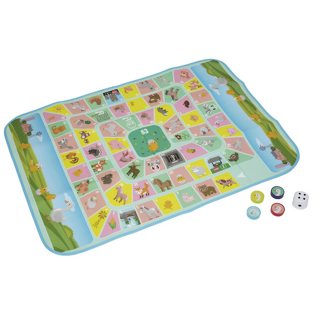 Tapis jeu de l'oie XL avec pions et d&eacute;s 130x93cm