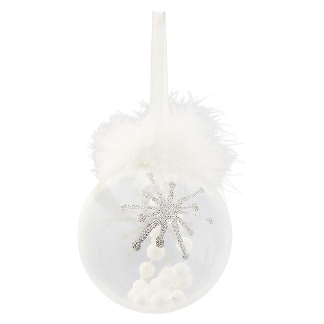 Boule de No&euml;l transparente avec plumes