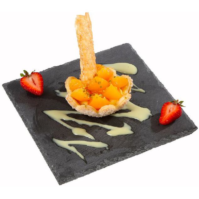 Assiette &agrave; dessert ardoise carr&eacute;e 20x20cm