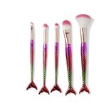 Pinceau cosmétique sirène 5 pièces avec trousse transparente pailletée