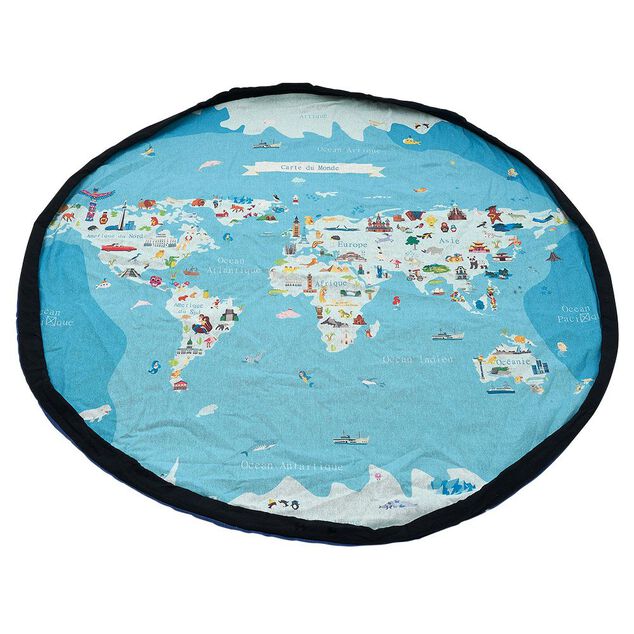 Tapis enfant 2 en 1 : tapis de jeu double face et sac de rangement