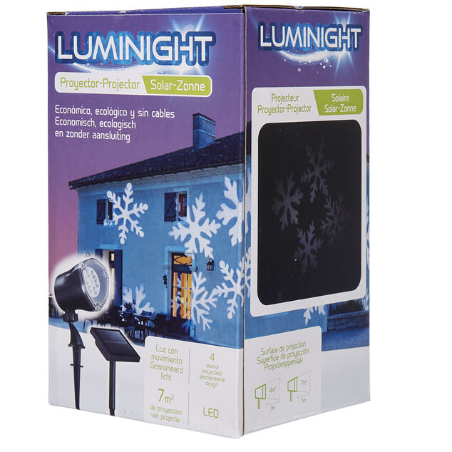 Projecteur ext&eacute;rieur LED solaire No&euml;l flocons anim&eacute;s