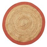 Tapis rond jute naturel contour terracotta Ø90cm