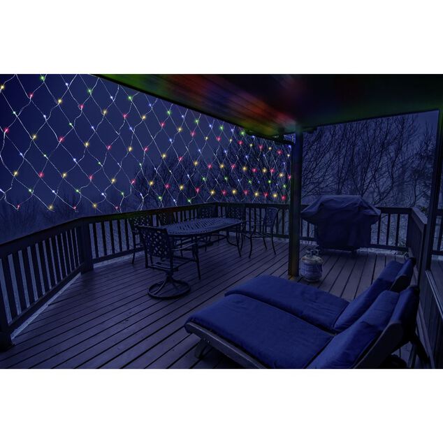 Filet lumineux 100LED multicolore 120x120cm