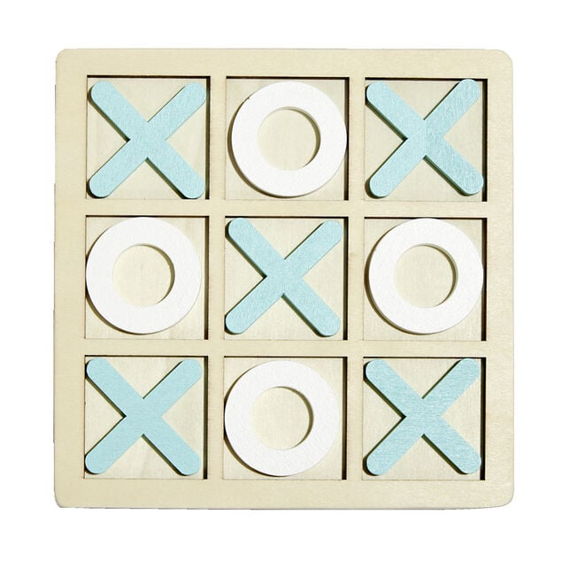 Jeu de morpion bois 14x14cm blanc/orange ou blanc/bleu
