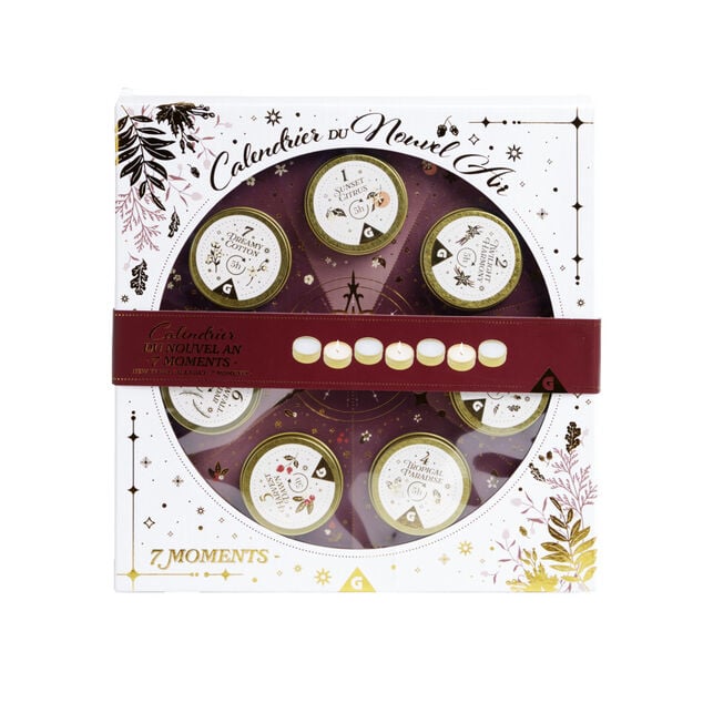 Calendrier du nouvel an th&egrave;me bougies 7 cases