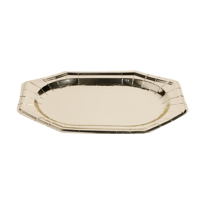 Plateaux de pr&eacute;sentation ovale x4 carton m&eacute;tallis&eacute; dor&eacute; 25x34cm