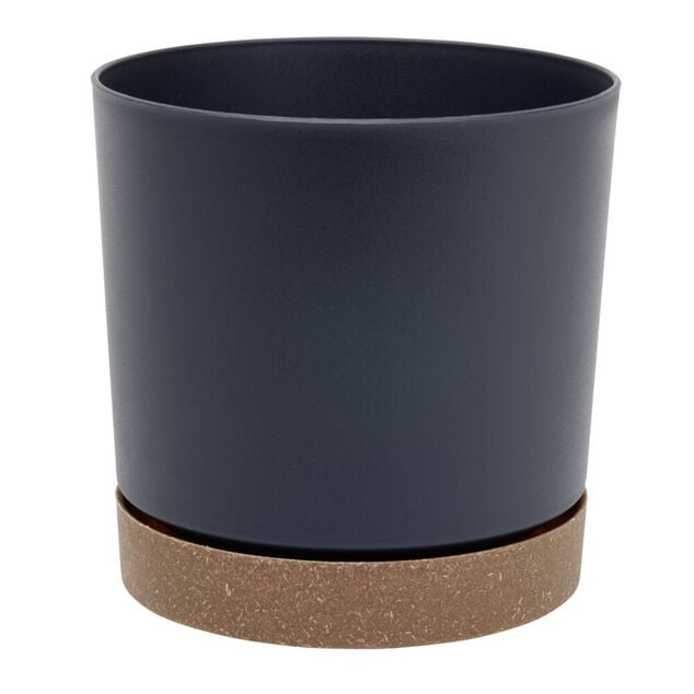 Pot tubo plastique gris anthracite et marron &Oslash;13xH13cm