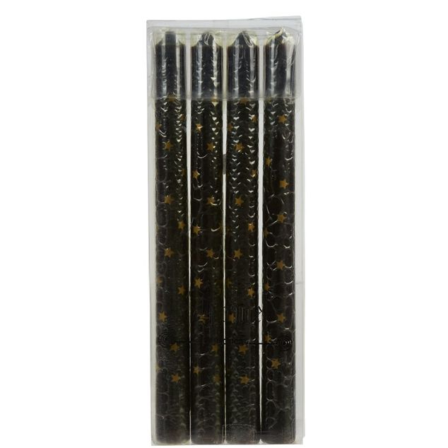 Bougie chandelle &eacute;toil&eacute;e x4 - 3 coloris