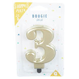 Bougie anniversaire chiffre 3 mat dor&eacute;