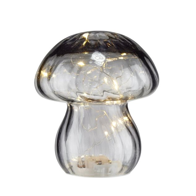 Champignon d&eacute;coratif automne verre &agrave; LED &Oslash;13xH15,5cm (3 mod&egrave;les)