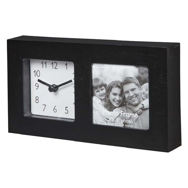 Horloge avec cadre photo &agrave; poser 10.5x19.5cm (2 mod&egrave;les)