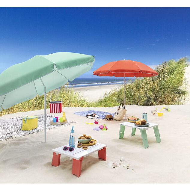 Table plage pliable corail