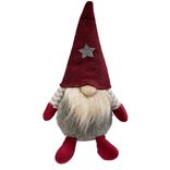 Gnome No&euml;l &agrave; poser rouge et gris H.27 cm