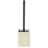 Brosse WC socle carr&eacute; gr&egrave;s rayure verticale blanc beige 9,2x9,2xH36cm