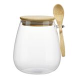 Pot de conservation hermétique rond en verre couvercle bambou 350ml Ø6,5xH10cm